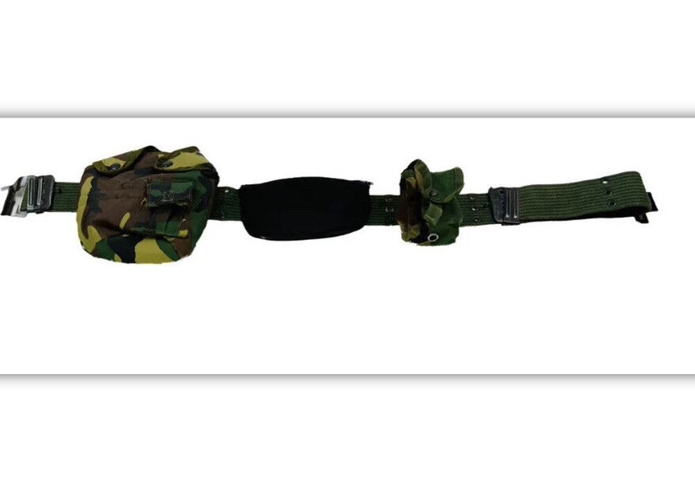 US Army Utility Belt With Pouches Canteen Glasses Camo Adjustable Preloved